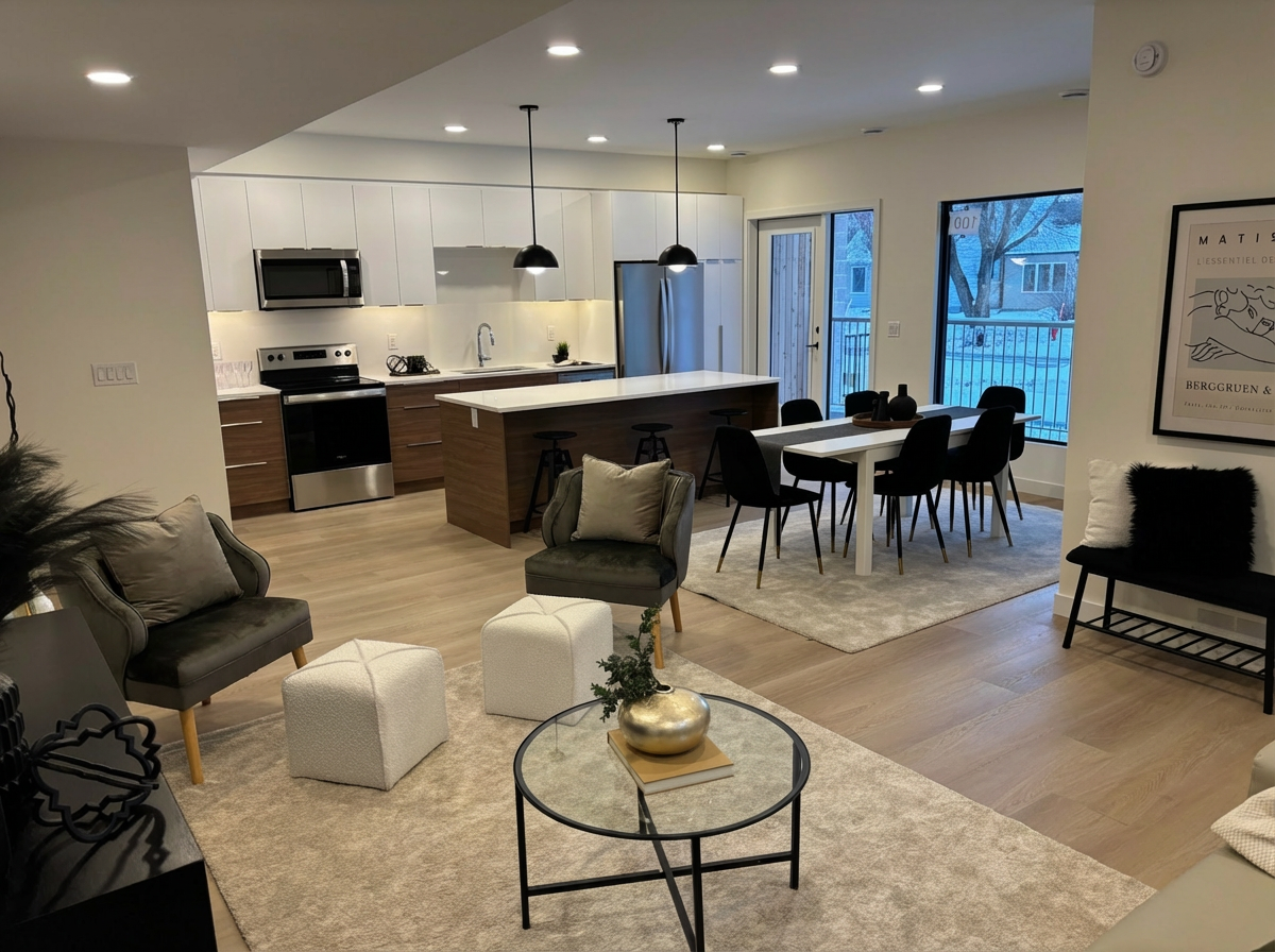 Unit 03 — 3 bedroom townhome living area, west side